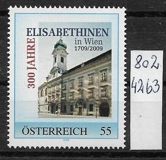 Österreich PM personalisierte Marke 300 Jahre Elisabethinen WIEN 8024263 **