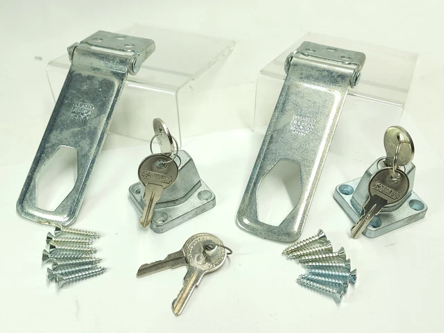 Stanley brand Locking Hasps w/keys and Install. Screws, Locksmith, Set of 2