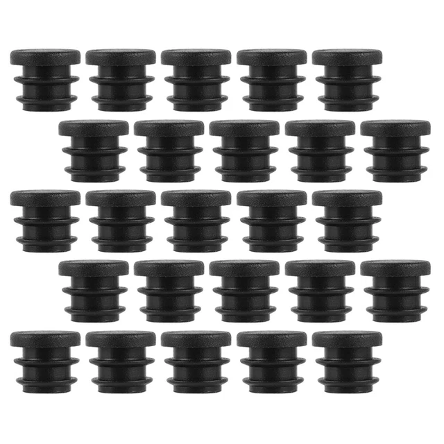 Conector acolchado de silla silla silla circular tubo tapa final inserto de patas de muebles Black plástico