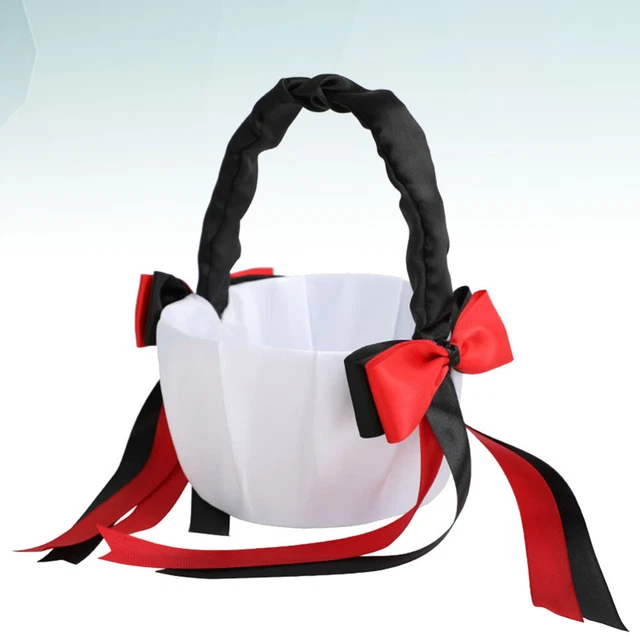 Ruban noir panier de fleurs Bowknot panier élégant fleur fille panier Portable