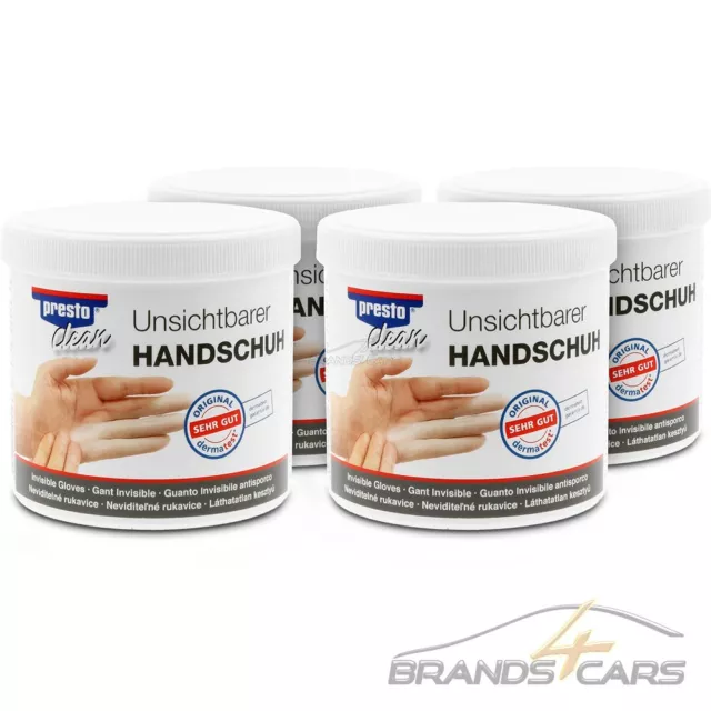 4x 650ml PRESTO CLEAN UNSICHTBARER HANDSCHUH HANDSCHUTZ HAUTSCHUTZ 604045