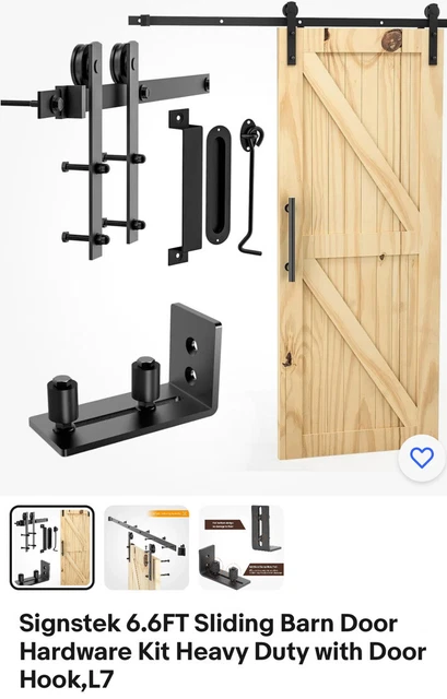 Signstek 6.6FT Sliding Barn Door Hardware Kit Heavy Duty with Door Hook,L7