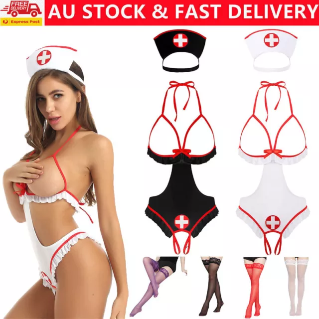 Women Sexy Nurse Stockings Costume Naughty Doctor Uniform Cosplay Lingerie Party