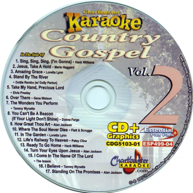 COUNTRY GOSPEL V0L-2 Chartbuster 5103 Karaoke CDG NEW 3 DISC SET IN WHITE SLEEVE 3