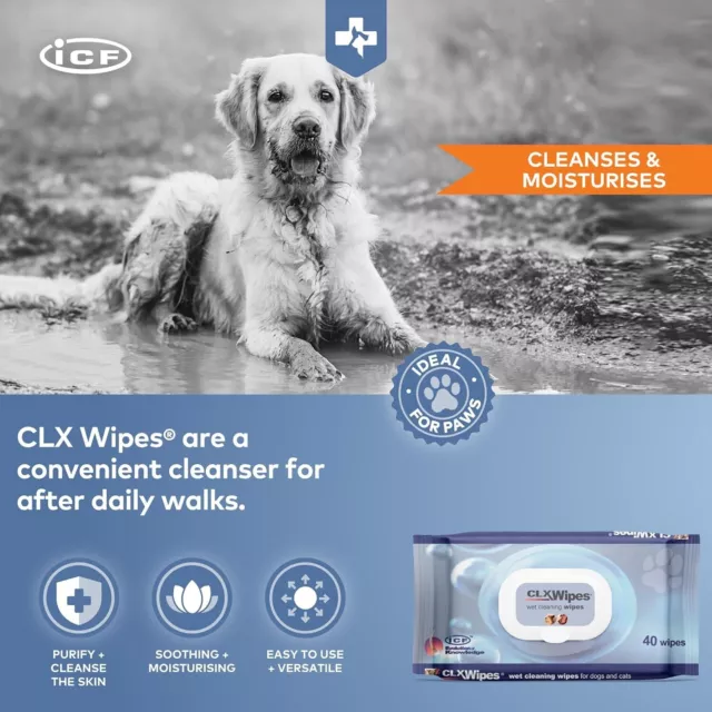 CLX Cleansing Wipes for Dogs and Cats 40 Premium Service Cat Dog Grooming Wipes 3