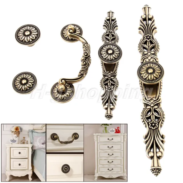 Vintage Bronze Cabinet Knobs Cupboard Wardrobe Drawer Door Pull Handle Hardware