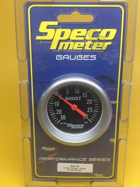 Mechanical turbo boost gauge 30-0-30 PSi Speco Performance 2-5/8" black 535-04