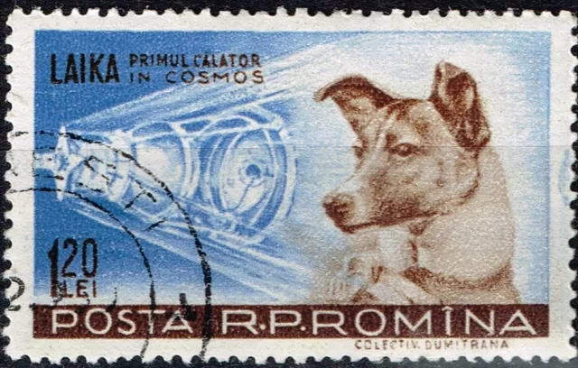 Romania Soviet Laika the Dog in Space stamp 1969 B-1