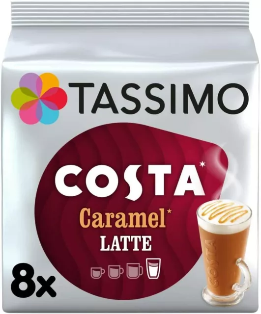 TASSIMO Costa CARAMEL LATTE Coffee Capsules Refills Pods T-Discs Pack of 4
