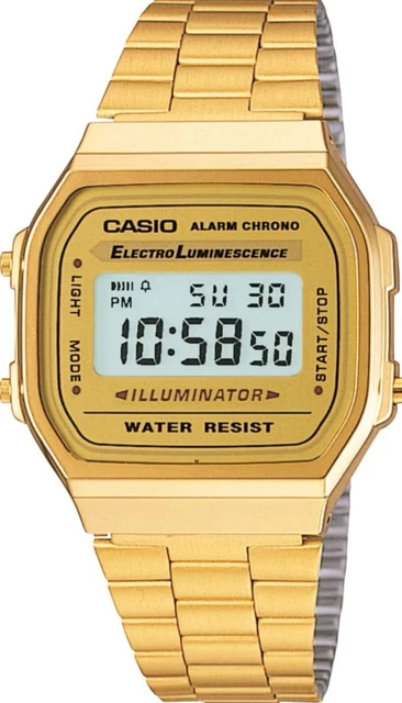 Casio Illuminator 3298 A168 Unisex Gold Coloured LED Watch Retro BRAND NEW