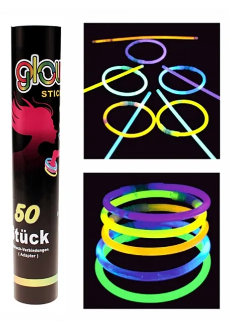 50 x Knicklichter Knicklicht 200 x 5 mm diverse Farben Glowstick Party Karneval