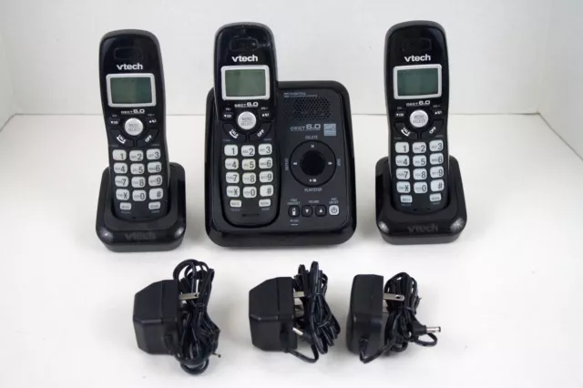 VTECH 3 Handset Cordless Phones CS6120-31 DECT 6.0 + Digital Answering Machine