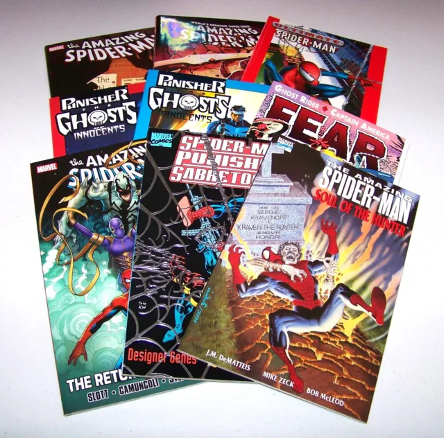 The Amazing Spider-Man LOT 9 Graphic Novels Book TPB Punisher Anti-Venom MARVEL