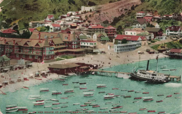 Beach at Avalon Harbor Catalina Island c1910 Edward H Mitchell Vintage Postcard
