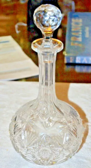 RARE ABP Brilliant Cut Glass GLASS CRYSTAL Wine Decanter Liquor Bottle  043