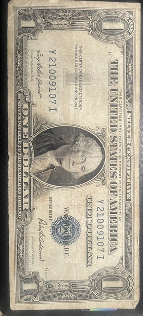Series 1935 F One Dollar $1 Blue Seal Silver Certificate Note US federal bill