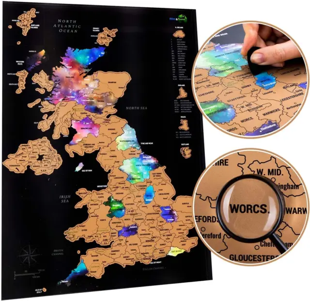SCRATCH OFF UK Map by Atlas & Green : Nebula Watercolor Special