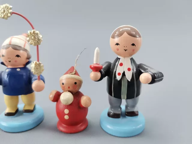 KWO Erzgebirge Figuren 3er-SET Holz Kind Sternenbogen Kerze Weihnacht DDR alt 3