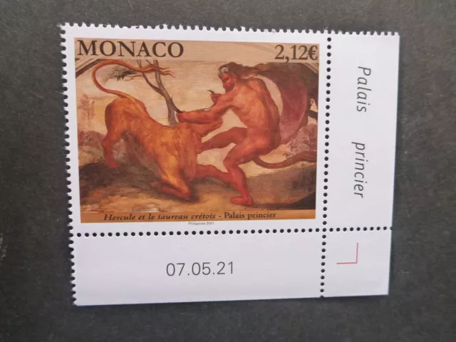 MONACO 2021 Paintings - Hercules and the Cretan Bull Mint Stamp