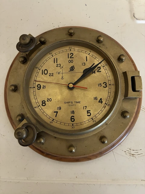 Time Clock Boat SHIPS TIME QUARTZ Brass Porthole Maritime Yacht Boat Clock Untested £30 ...