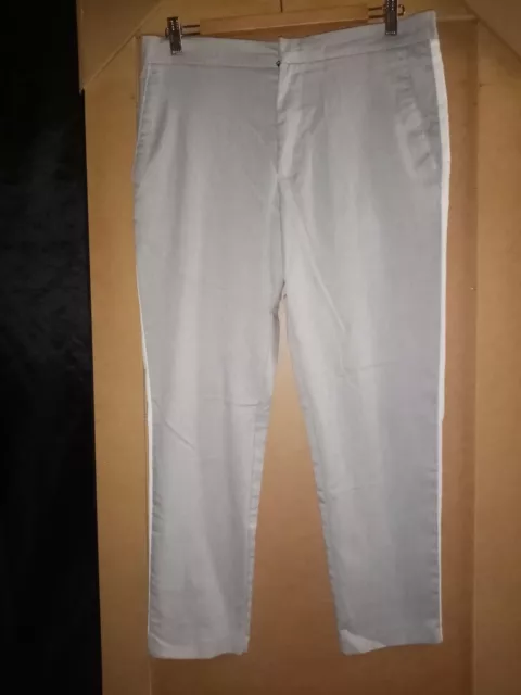 ZARA MAN pantalon gris grey pants Medium size bande blanche white stripe chino