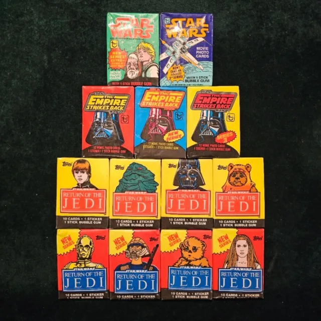 13 Topps Star Wars Wax Pack Lot - Return of the Jedi, The Empires Strikes Back