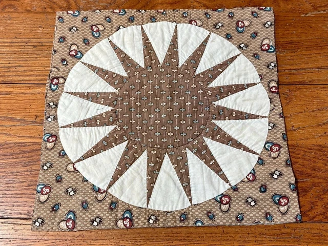 Early c 1830-40s Sunburst Compass QUILT pc Antique