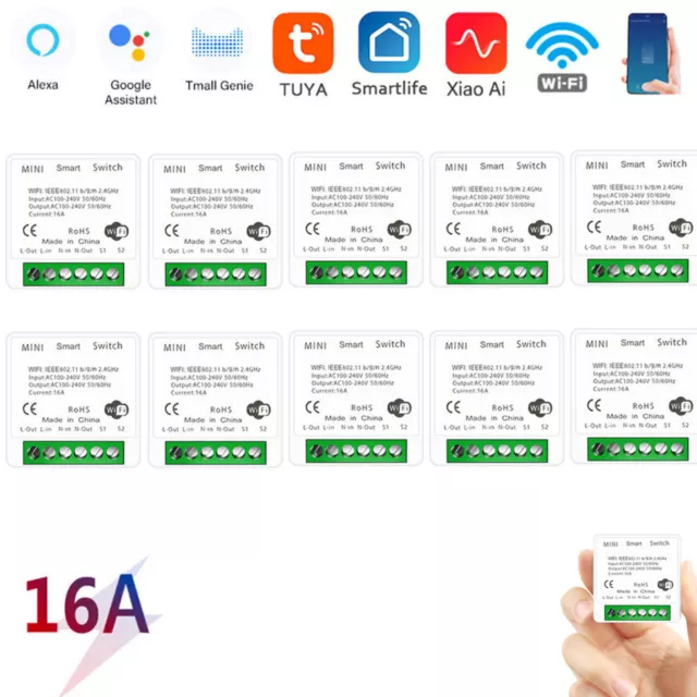 Mini WiFi/Zigbee 3.0 Smart Lichtschalter Unterputz Relais Modul Alexa Google App