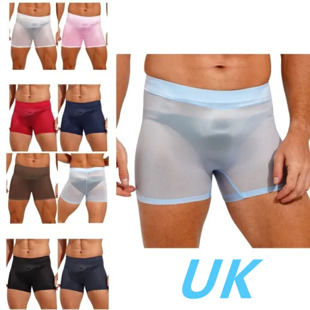 UK MENS GLOSSY Boxer Briefs Solid Color Compression Shorts Swim Trunks  Underwear £8.99 - PicClick UK