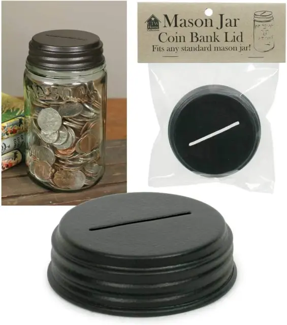 Coin Bank Mason Jar Lid Kitchen Supplies, 3'' Dia. X 1''H,