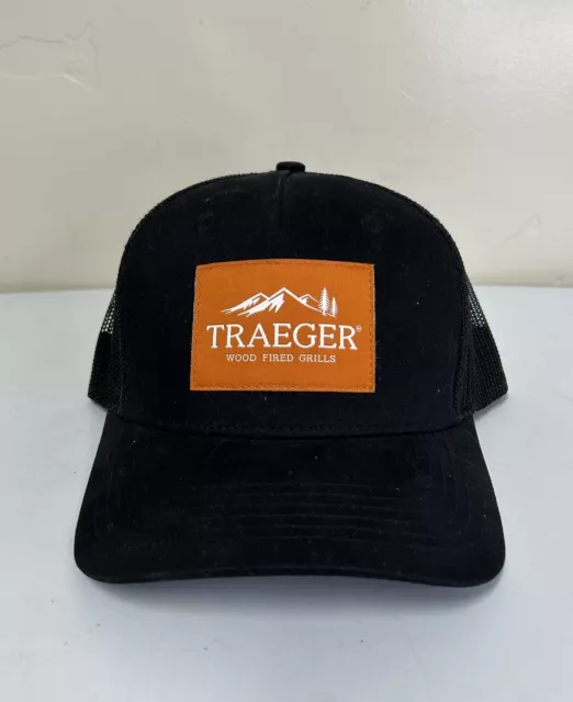 Traeger grills logo patch black mesh trucker hat baseball cap snapback one size