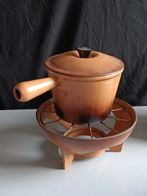 Service à Fondue Nomar Le Creuset – Poêlons Fonte Marron – Complet Et Très Bon état