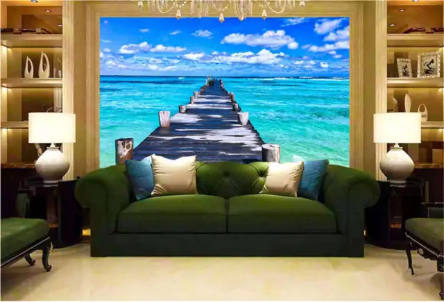 Convenient Blue Sea 3D Full Wall Mural Photo Wallpaper Printing Home Kids Decor