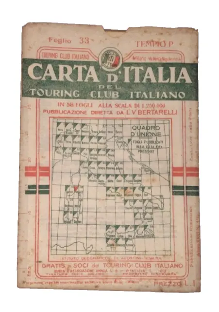 Carta d’Italia del Touring Club italiano Foglio 33 Tempio Pausania - C0006
