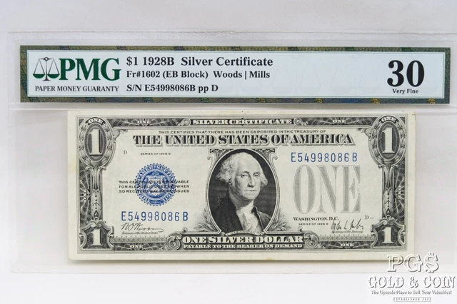 1928B $1 Silver Certificate (EB Block) PMG 30 VF Fr1602 23181