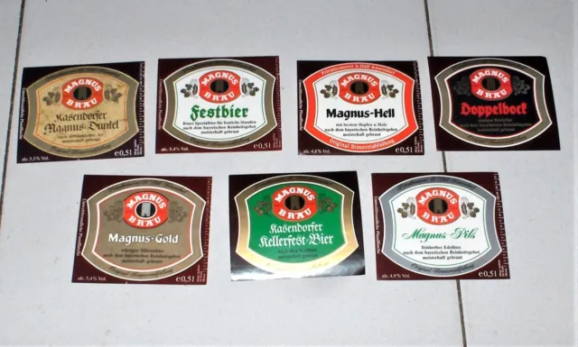 7 Etichette Birra MAGNUS BRAU bier beer label PERFETTE etichetta Germania