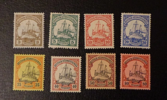 Deutsch Südwestafrika - Freimarken Kayseryacht Minr.13,15,17,18,19,24,25,27