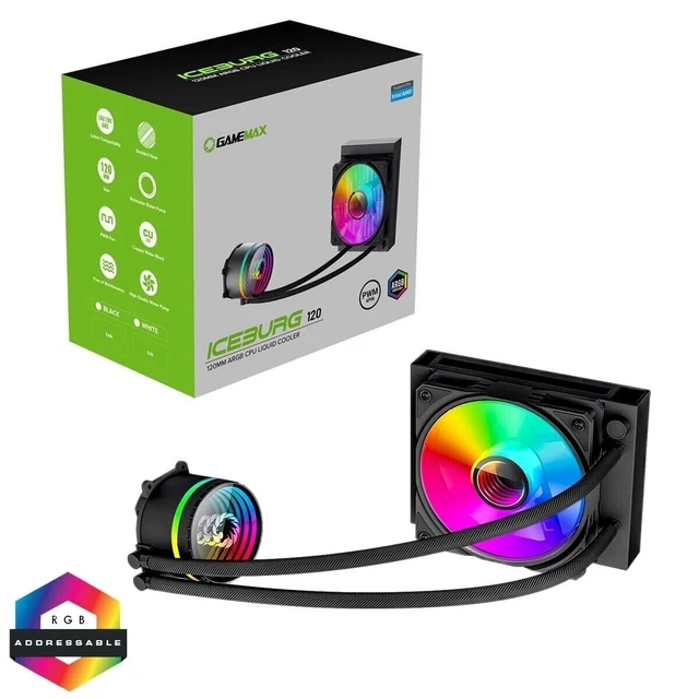 GAMEMAX ICEBURG 120MM AIO Water Cooler ARGB LED Fan Liquid Cooling
