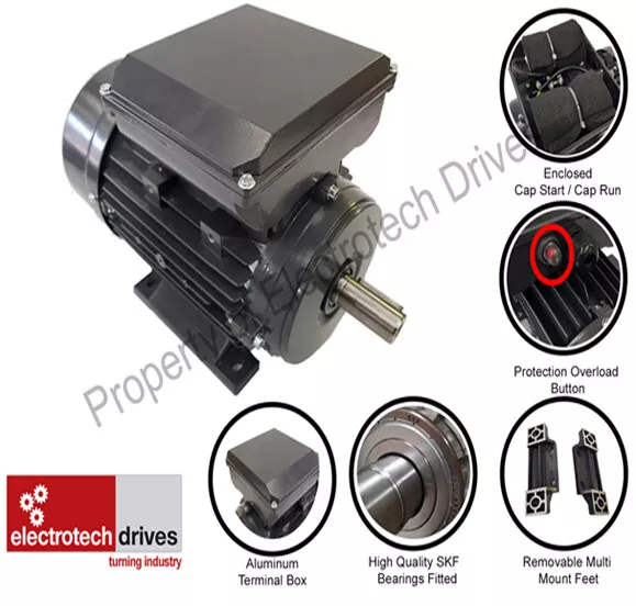 High Quality Single Phase Motor 230v 1400RPM 2800RPM 1ph Twin Cap 0.18KW- 3.7KW