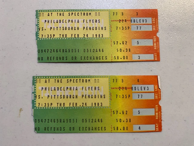Feb 24, 1983 FLYERS vs Penguins Ticket Stub Bobby Clarke 800th
