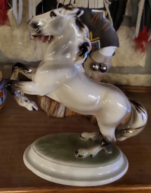 Vintage Keramos Rearing Horse Figurine Vienna Austria Ceramic Porcelain  8" 5