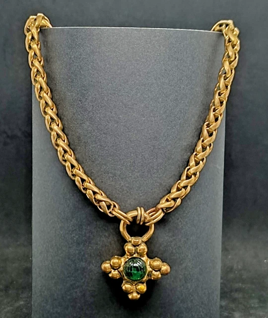 Collier Imposant Doré PIADORO Avec Pendentif Miroir, Signé