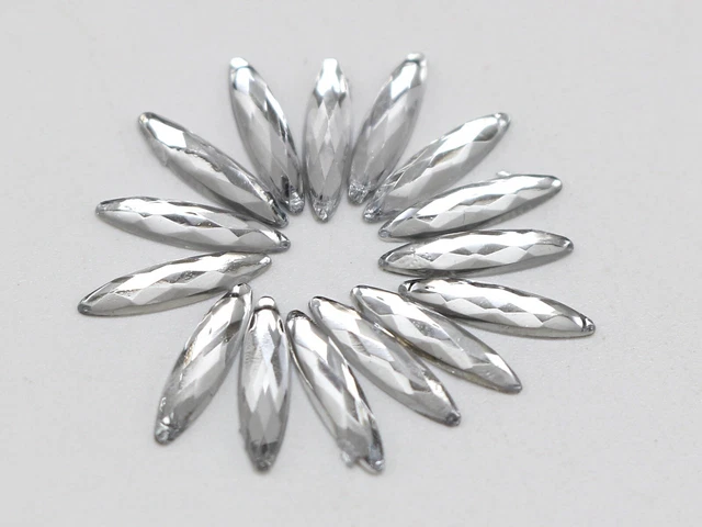 500 gemas de estrás para ojos de acrílico transparente espalda plana 3X12 mm