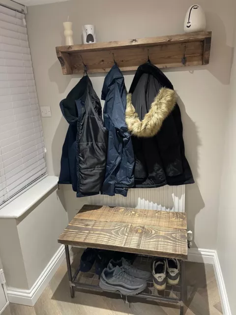 Rustic Reclaimed Wooden Coat Rack With Shelf Handmade