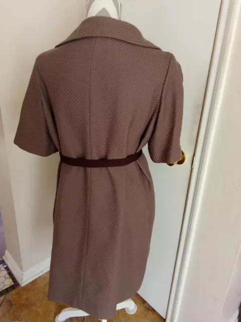 simply vera vera wang womens trench coat size L brown short sleeve belted 053995 3