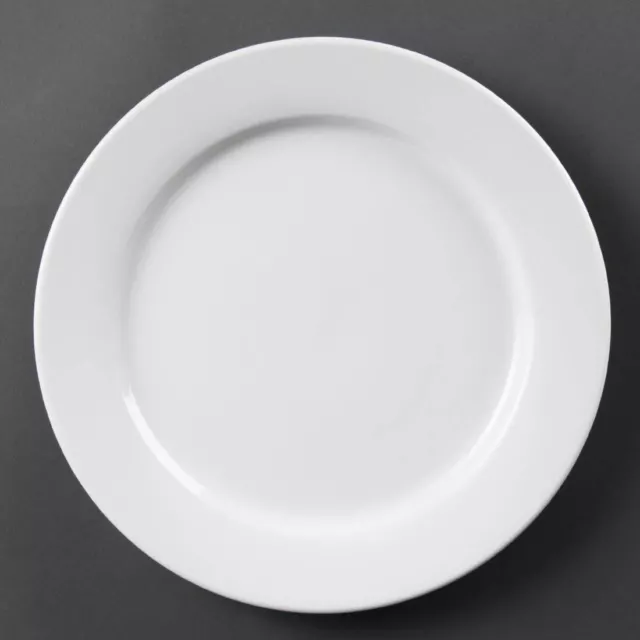 Olympia Whiteware Wide Rimmed Plates in White - Porcelain - Pack x6 - 280mm