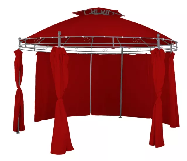 Gartenpavillon Sonnenpavillon Pavillon rund Ø 350cm burgundrot inkl. Seitenteile