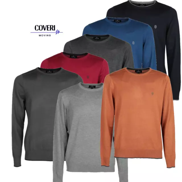 Maglia Maglione Pullover Uomo Slim Fit Girocollo COVERI Colorato M L XL XXL