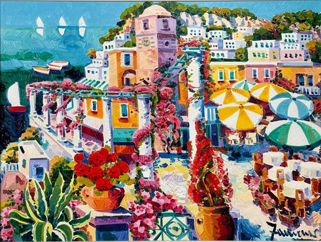 Bouganville E Geranios Athos Faccincani 60x80 Imagen Paisaje Imagen Pop Arte