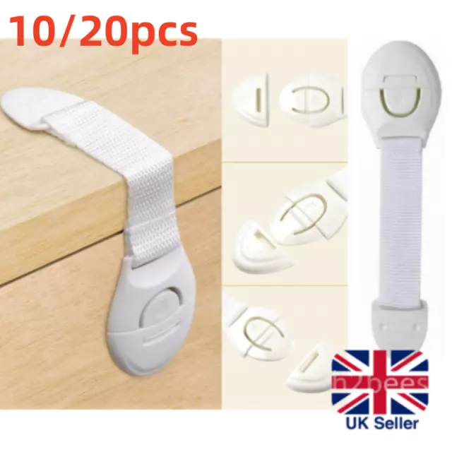 10/20Pcs Safety Locks Child-Proof Baby Cabinet Cupboard Drawer Fridge Lock [Uk]